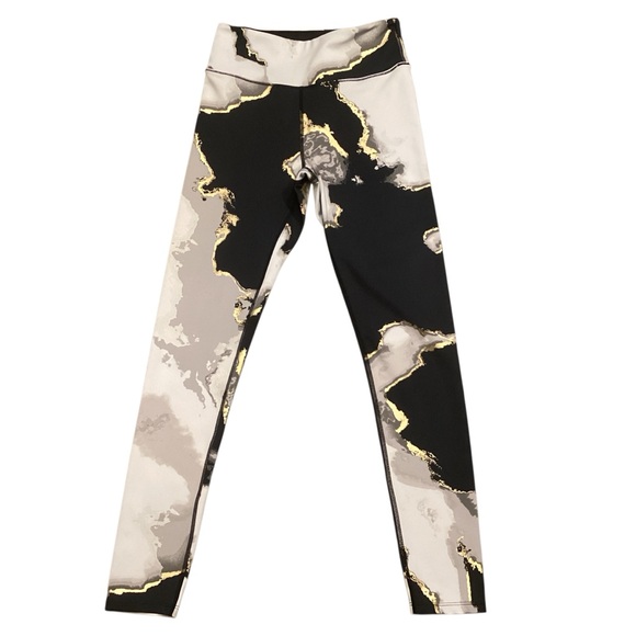 Noli Yoga Ultra High Waisted Marble Geode Leggings Black Metallic Gold Small - Picture 2 of 9